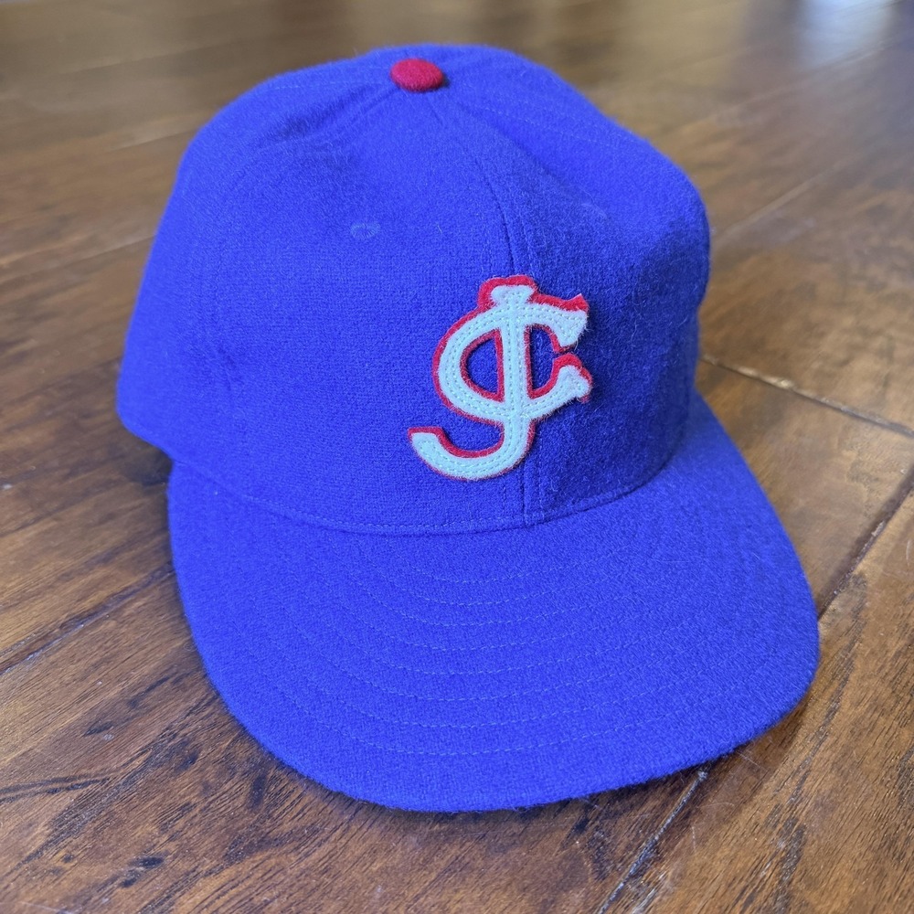 Jersey City Giants Hat Cap Fitted 7 1/8 Blue MILB Baseball Ebbets Field Flannels